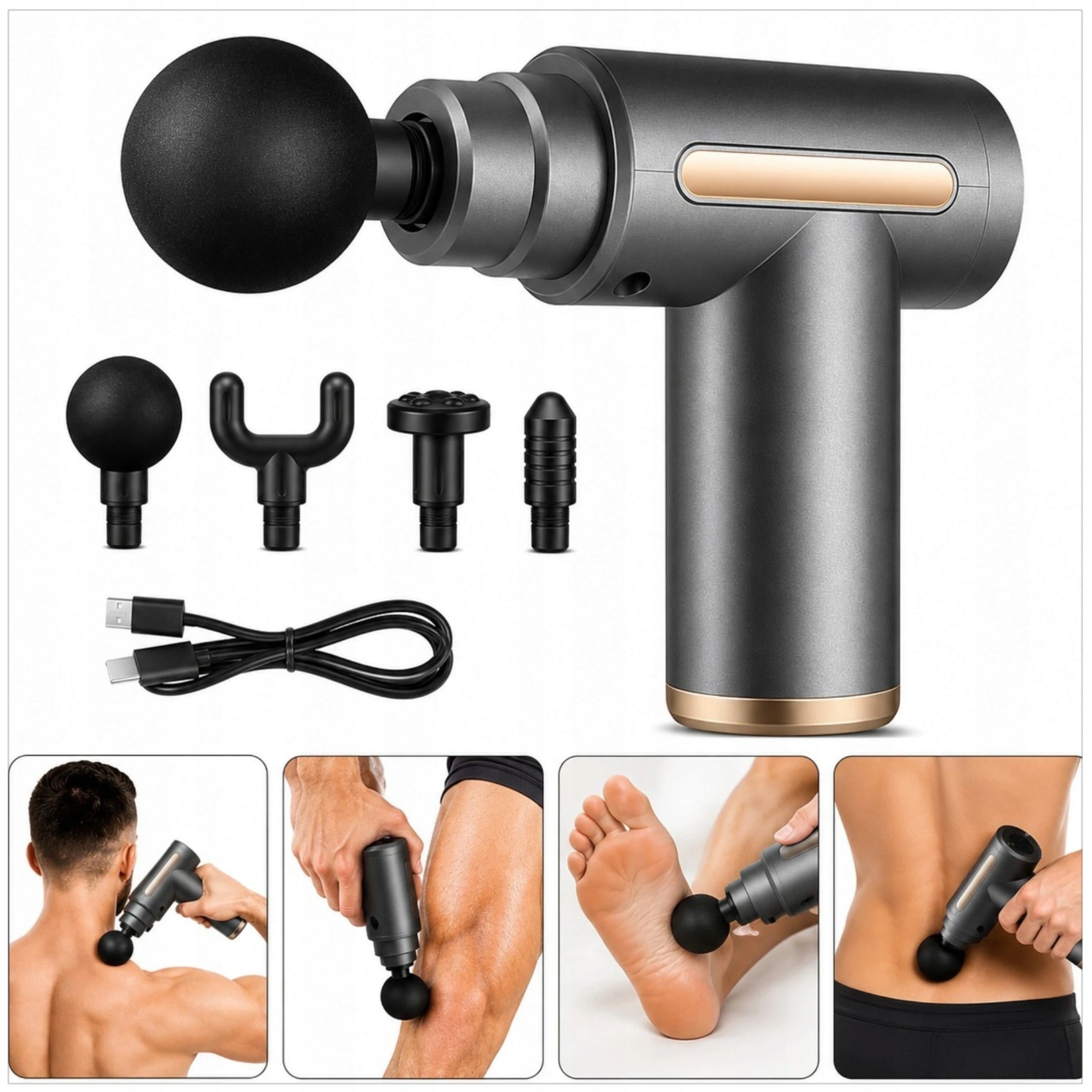 FOOT BODY BACK MASSAGE GUN 4 TIPS MASSAGE GUN MASSAGER LARGE Medical device no