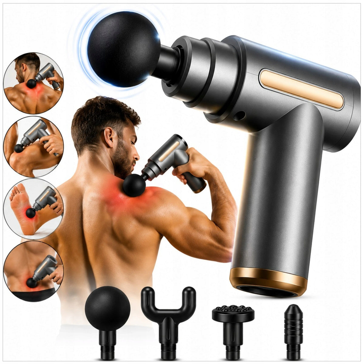 FOOT BODY BACK MASSAGE GUN 4 TIPS MASSAGE GUN MASSAGER LARGE