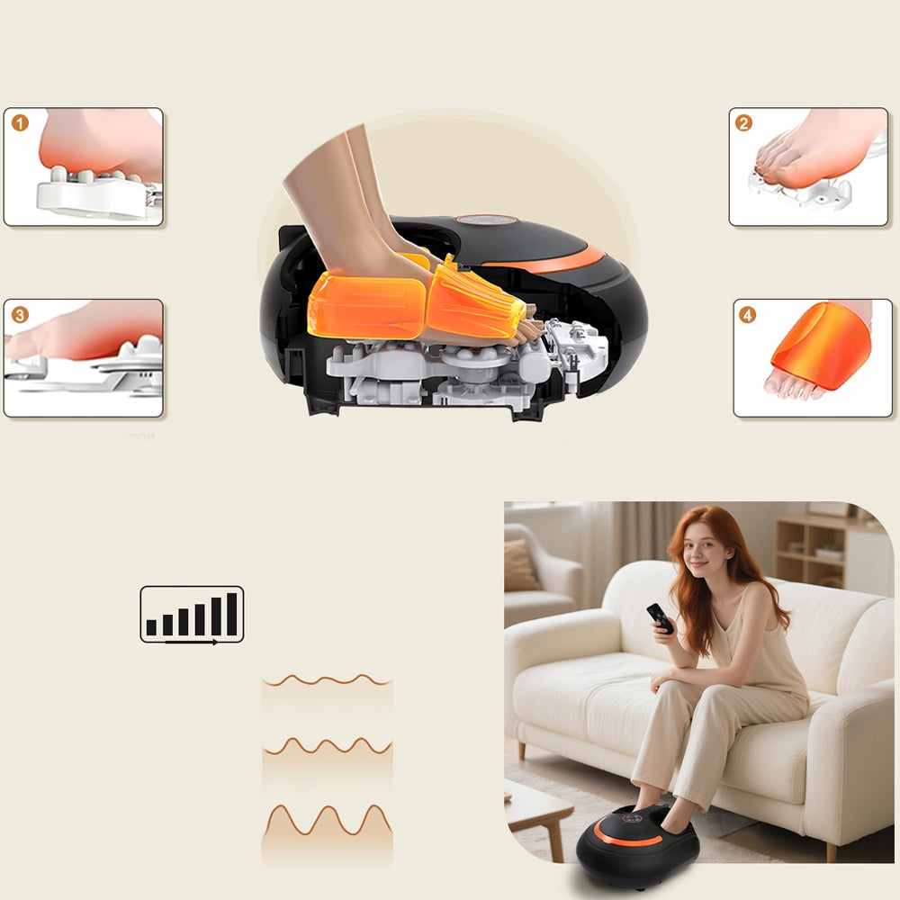 FOOT MASSAGER HEATING KNEADING ROLLING 4IN1 4 MODES REMOTE CONTROL, BLACK Brand no brand
