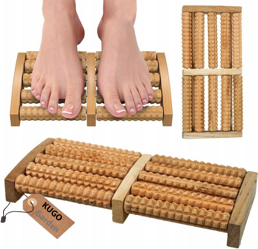 FOOT MASSAGER TRADITIONAL WOODEN ROLLER 2 X 5 KUGO HOME