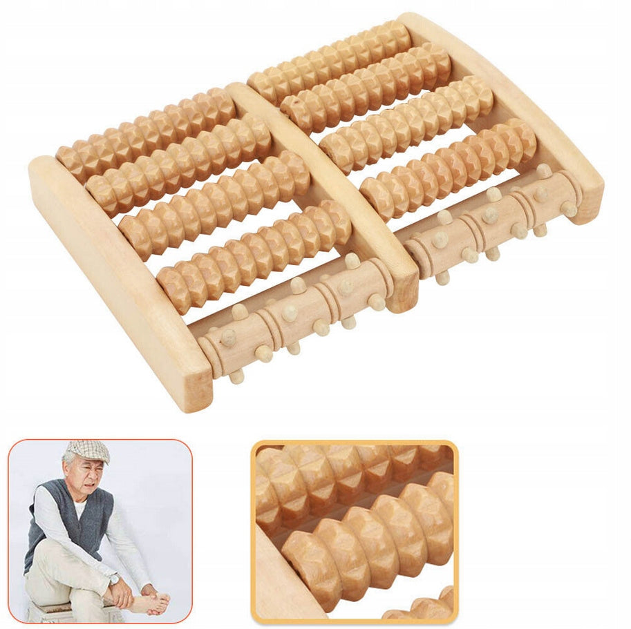 FOOT MASSAGER TRADITIONAL WOODEN ROLLER MASSAGE ROLLER DOUBLE