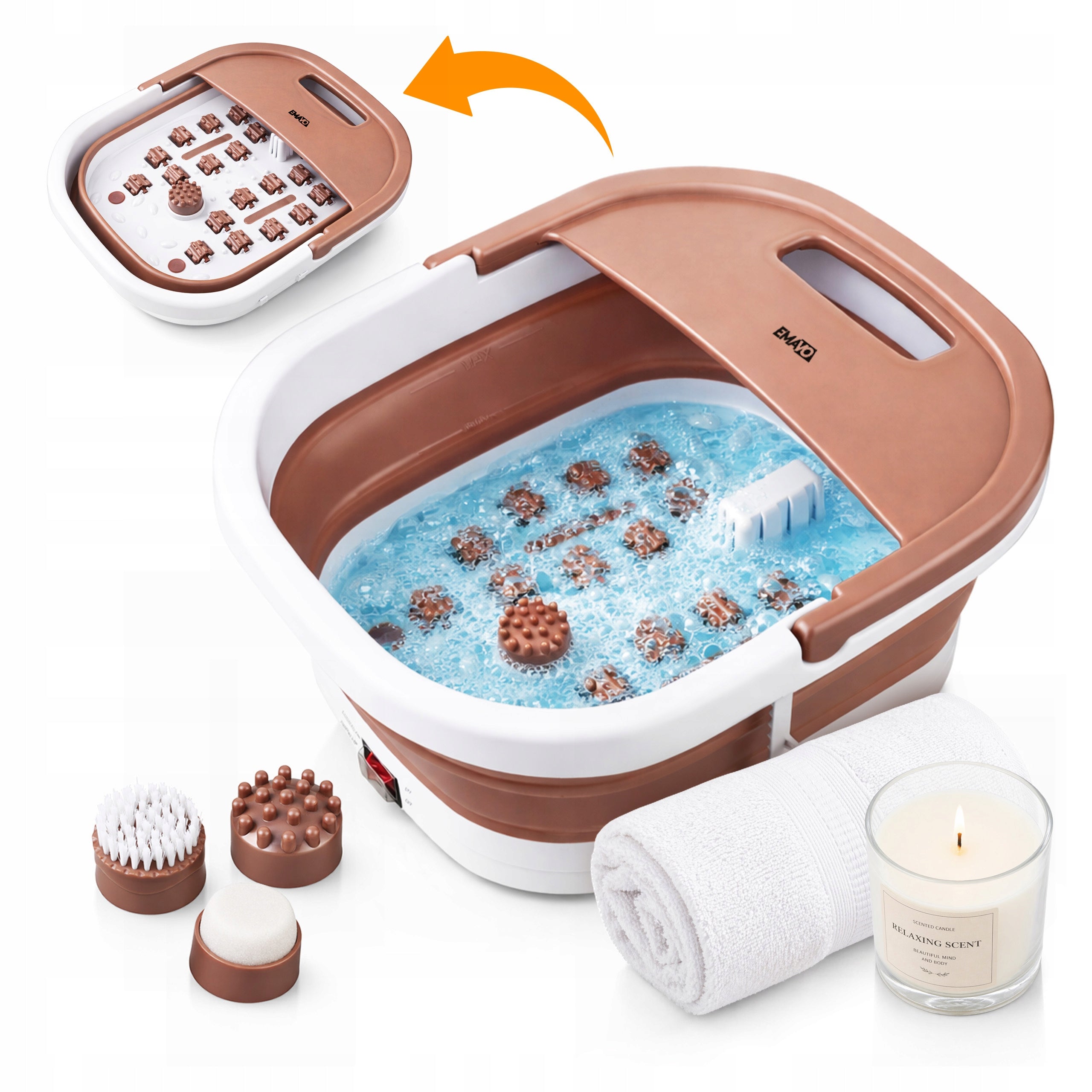 FOOT MASSAGER WATER HYDROMASSAGER HEATING BUBBLES IR FOLDING 500W