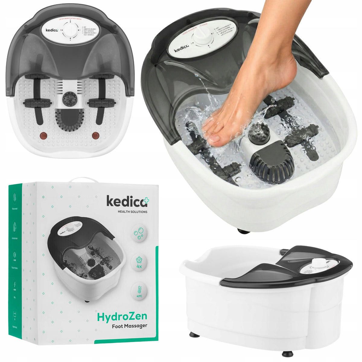 FOOT MASSAGER WATER HYDROMASSAGER HEATING VIBRATION STIMULATION CARE
