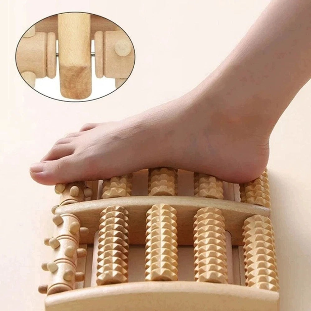 FOOT MASSAGER WOODEN MASSAGE ROLLER FOR MASSAGE ROLLER DOUBLE ROW ACUPRESSURE Packaging status original