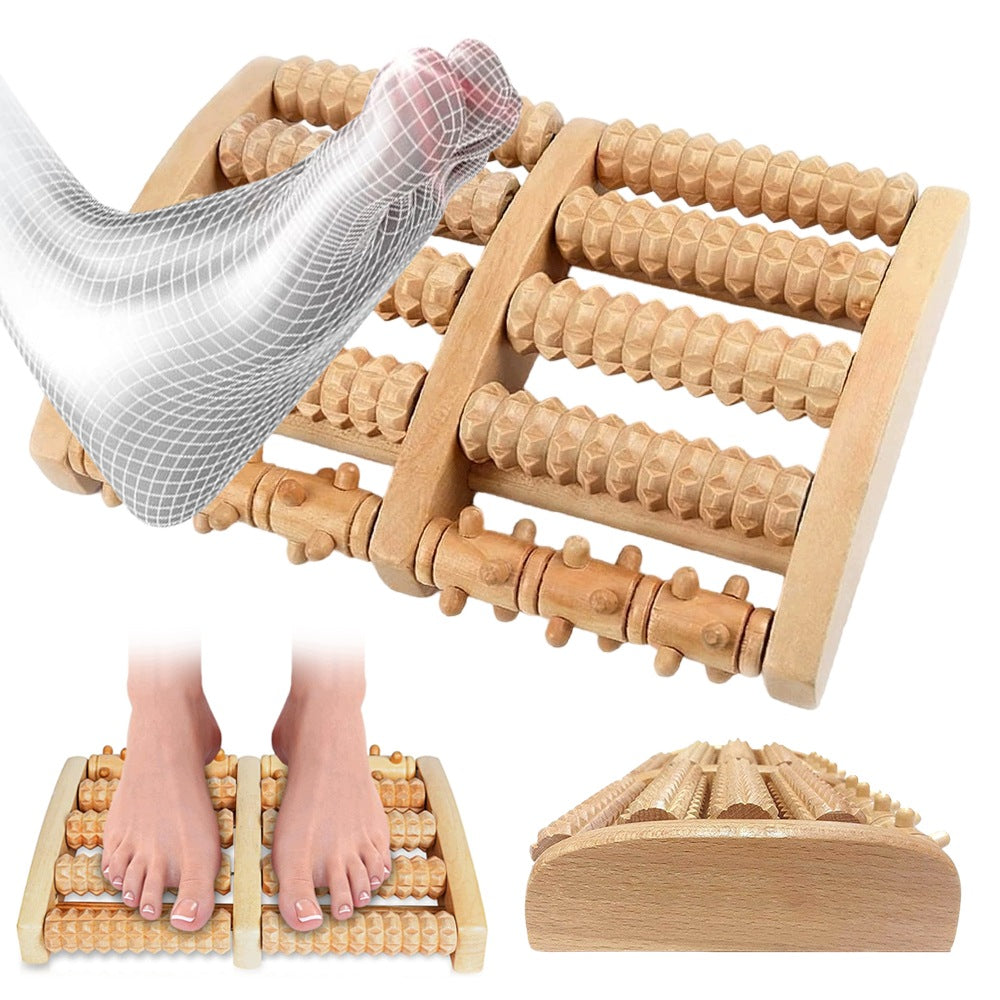 FOOT MASSAGER WOODEN MASSAGE ROLLER FOR MASSAGE ROLLER DOUBLE ROW ACUPRESSURE