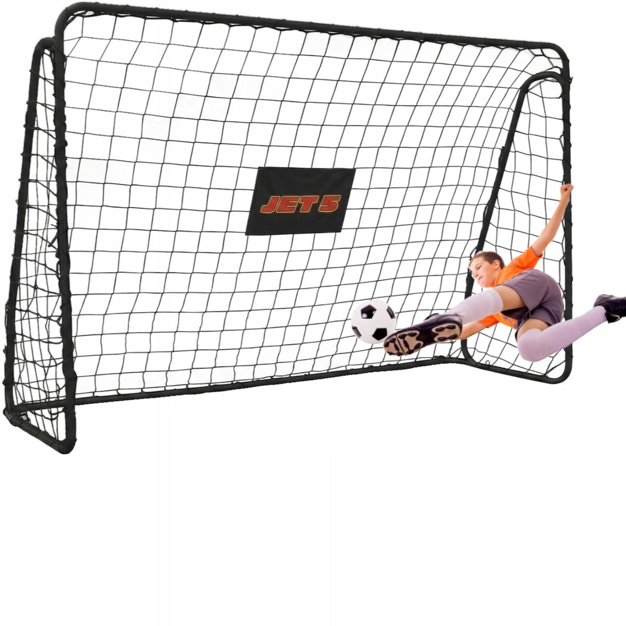 FOOTBALL GOAL LARGE 240x170 METAL WITH NET FOR FOOTBALL JET5 BLACK Brand Madej