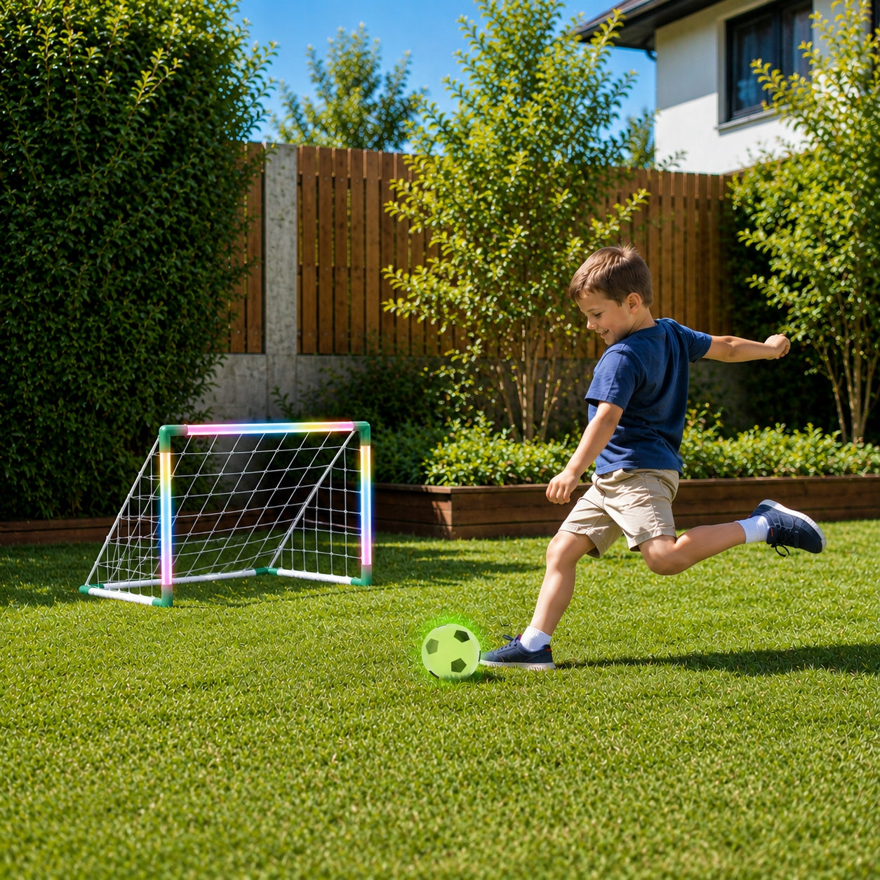 FOOTBALL GOAL SET FOR FOOTBALL GLOWING + BALL AND PUMP Packaging status original