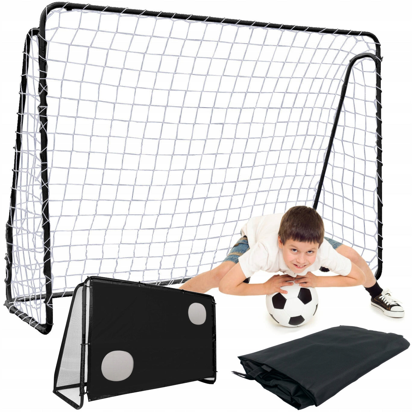 FOOTBALL GOAL for children METAL 213x150 FOLDING garden FREEBIE MAT