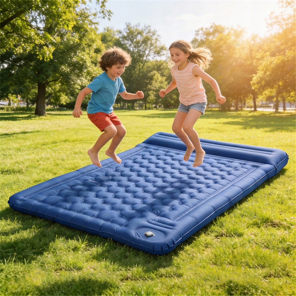 FOR 2 PEOPLE SELF-INFLATING MAT WITH TENT CUSHION BLUE Packaging status original