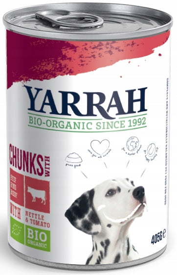 (FOR ADULT DOG) FOOD WITH BEEF, NETTLE AND TOMATO BIO 405 g - YARR Brand Yarrah