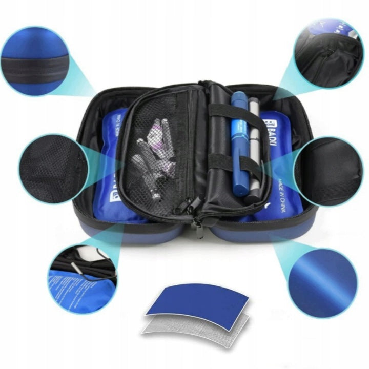 FOR COOLING INSULIN CASE WITH THERMOMETER 2 GEL CARTRIDGES TRAVEL Medical device no