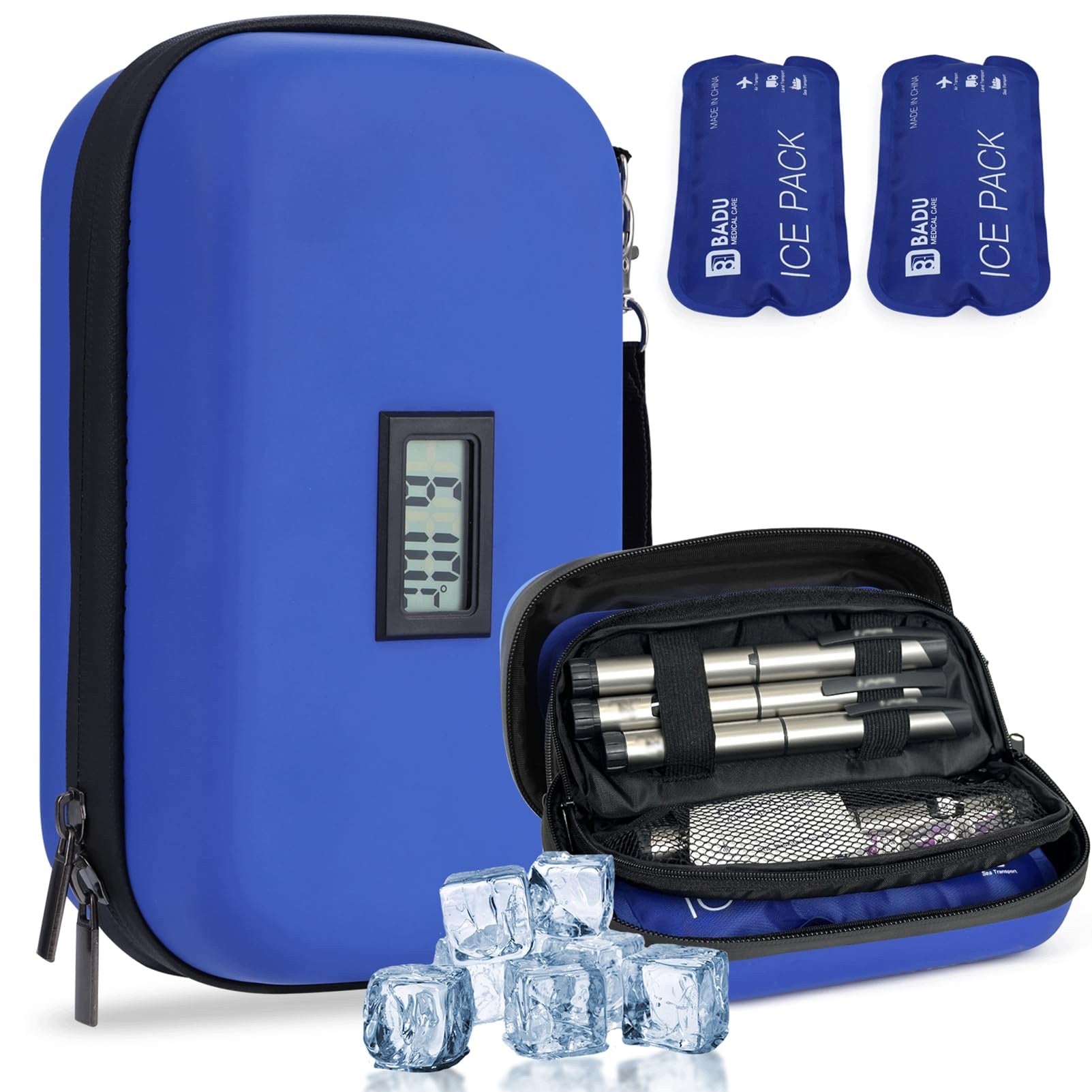 FOR COOLING INSULIN CASE WITH THERMOMETER 2 GEL CARTRIDGES TRAVEL Packaging status original