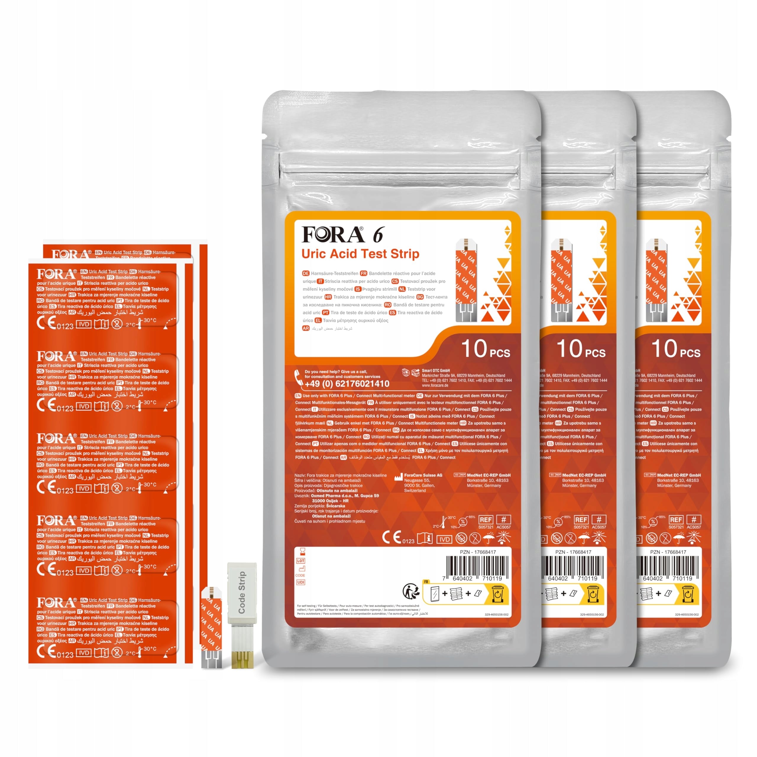 FORA 6 Uric Acid Test Strip 10pcs foil pack/per zip bag Medical device type medical device or in-vitro diagnostic medical device