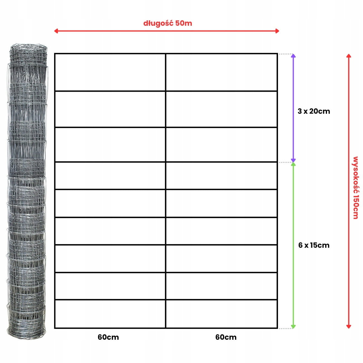 FOREST MESH 150/10/60 L roll 50m GALVANIZED hare roe deer boar field orchard forest Packaging status original