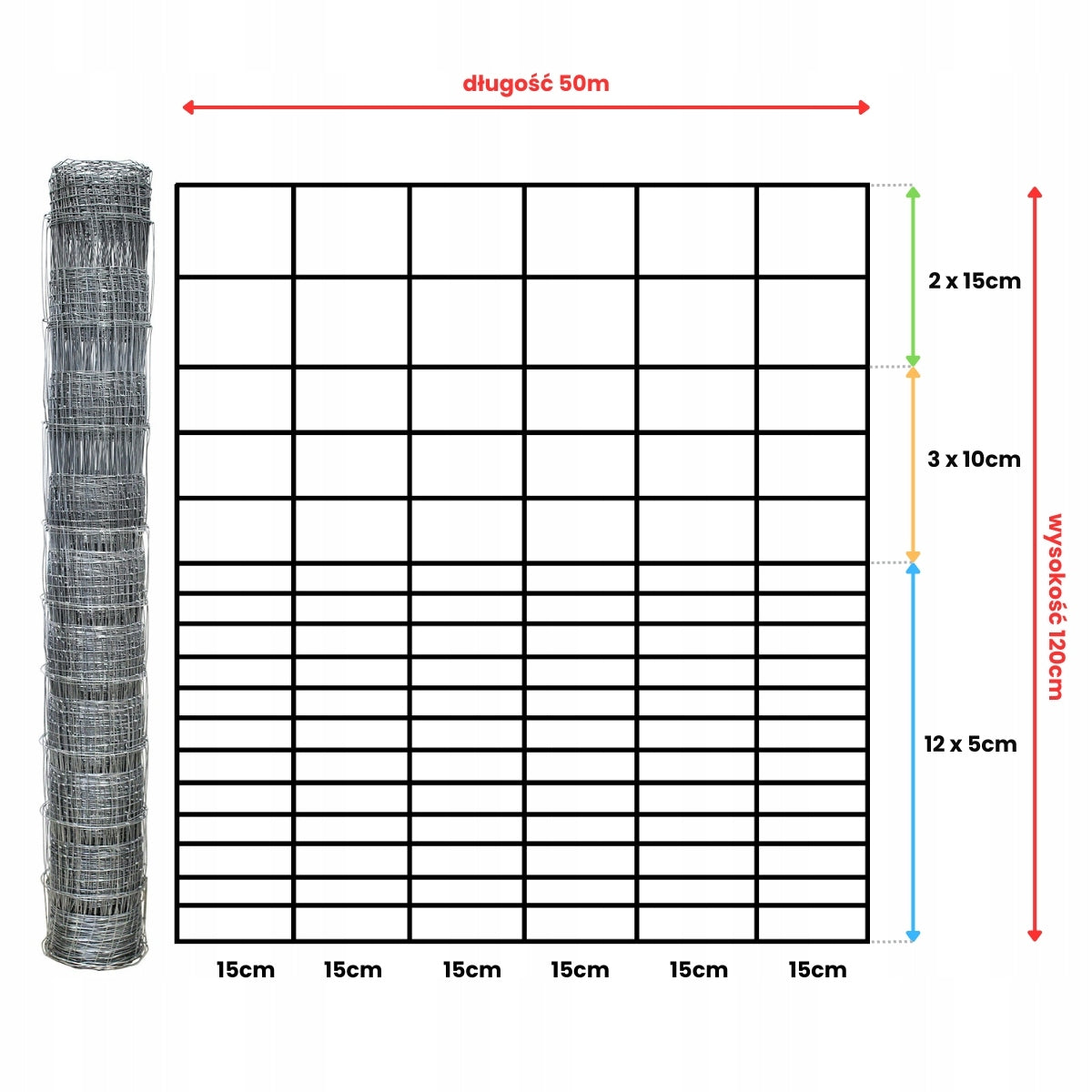 FOREST NET 120/18/15 G12 - 50m GALVANIZED hare roe deer boar field orchard forest Packaging status original