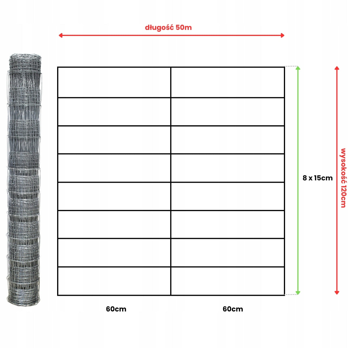 FOREST NET 120/9/60 L roll 50m GALVANIZED hare roe deer boar field orchard forest Packaging status original