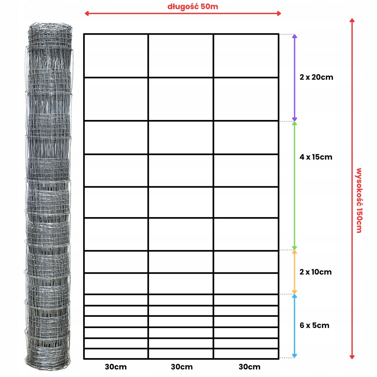 FOREST NET 150/15/30 G6 - 50m GALVANIZED hare roe deer boar field orchard forest Packaging status original