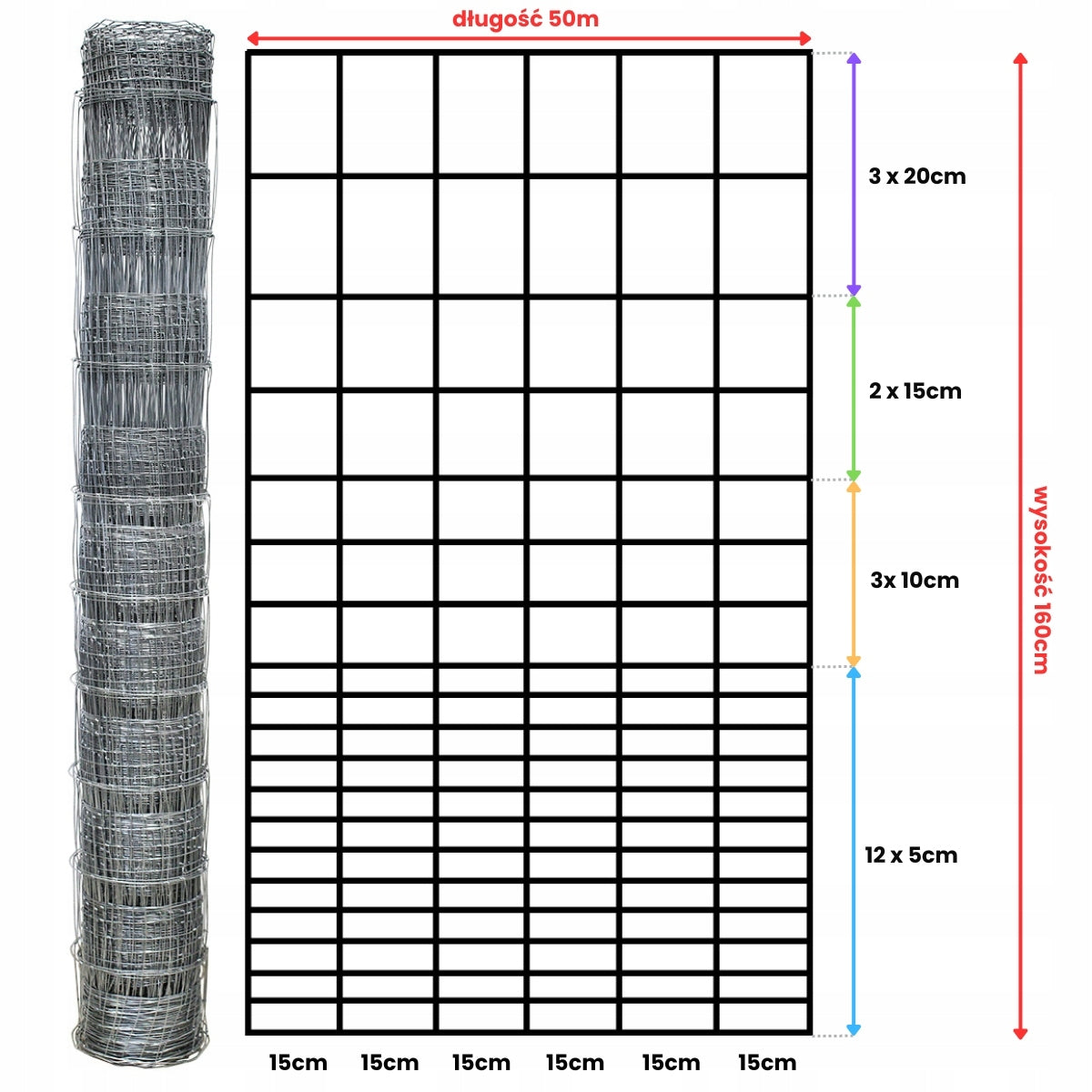 FOREST NET 160/20/15 G12 - 50m GALVANIZED hare roe deer boar field orchard forest Packaging status original