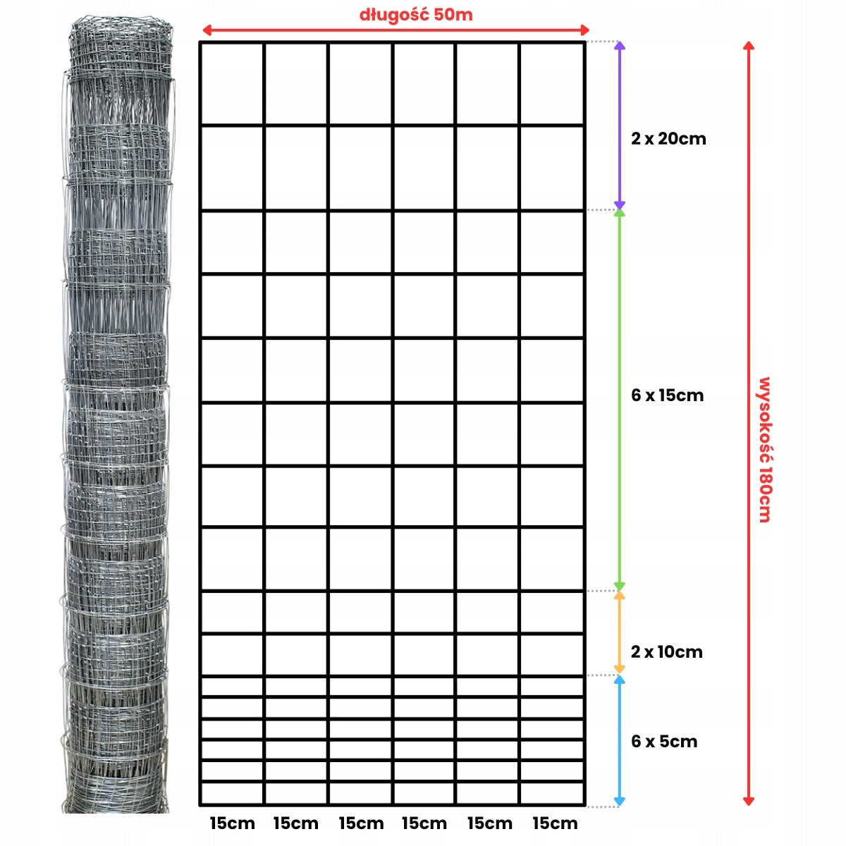 FOREST NET 180/17/15 G6 - 50m GALVANIZED hare roe deer boar field orchard forest Packaging status original