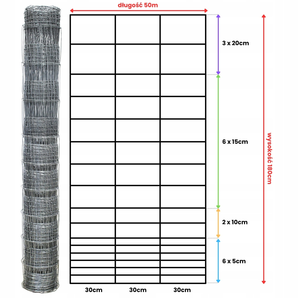FOREST NET 180/17/30 G6 - 50m GALVANIZED hare roe deer boar field orchard forest Packaging status original