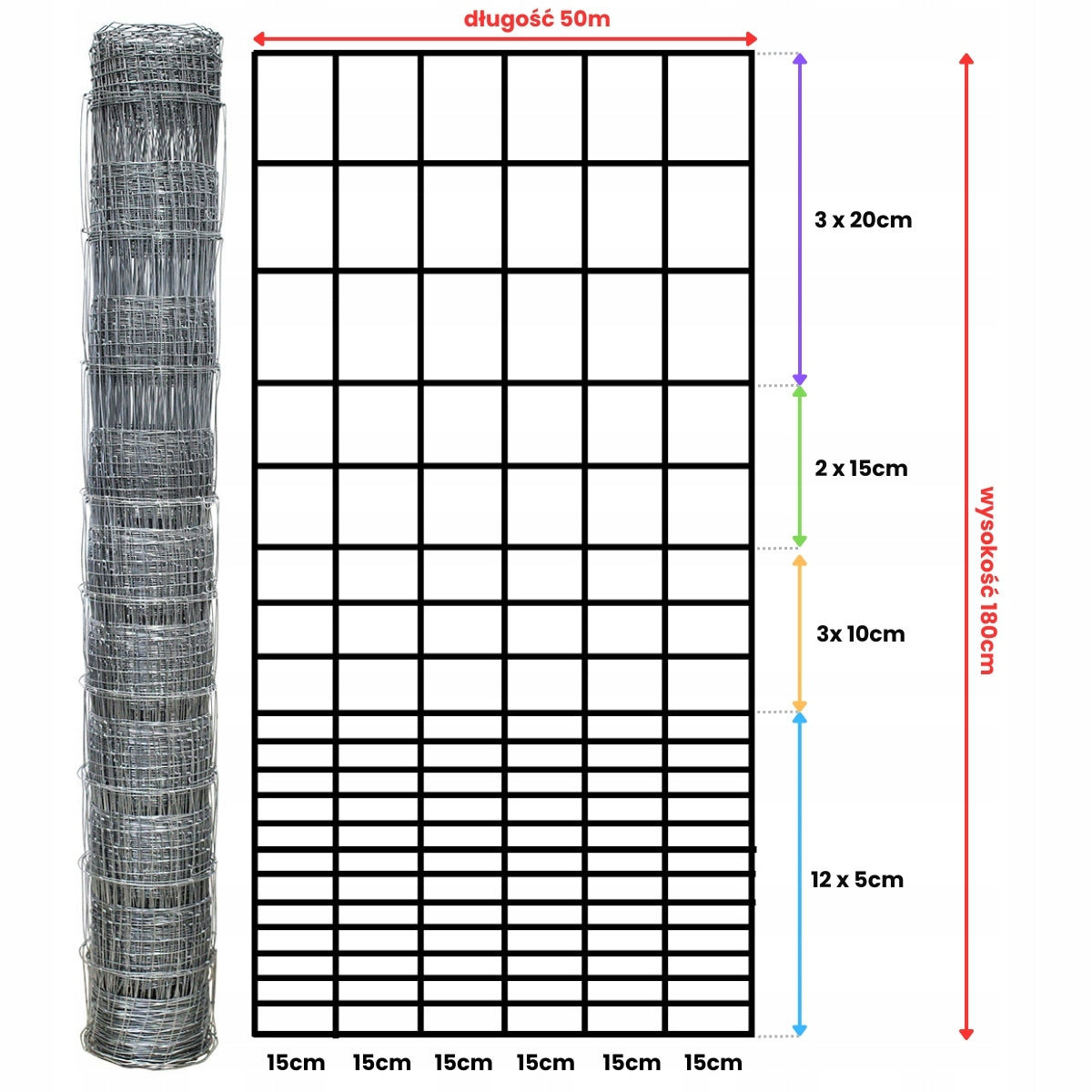 FOREST NET 180/21/15 G12 - 50m GALVANIZED hare roe deer boar field orchard forest Packaging status original