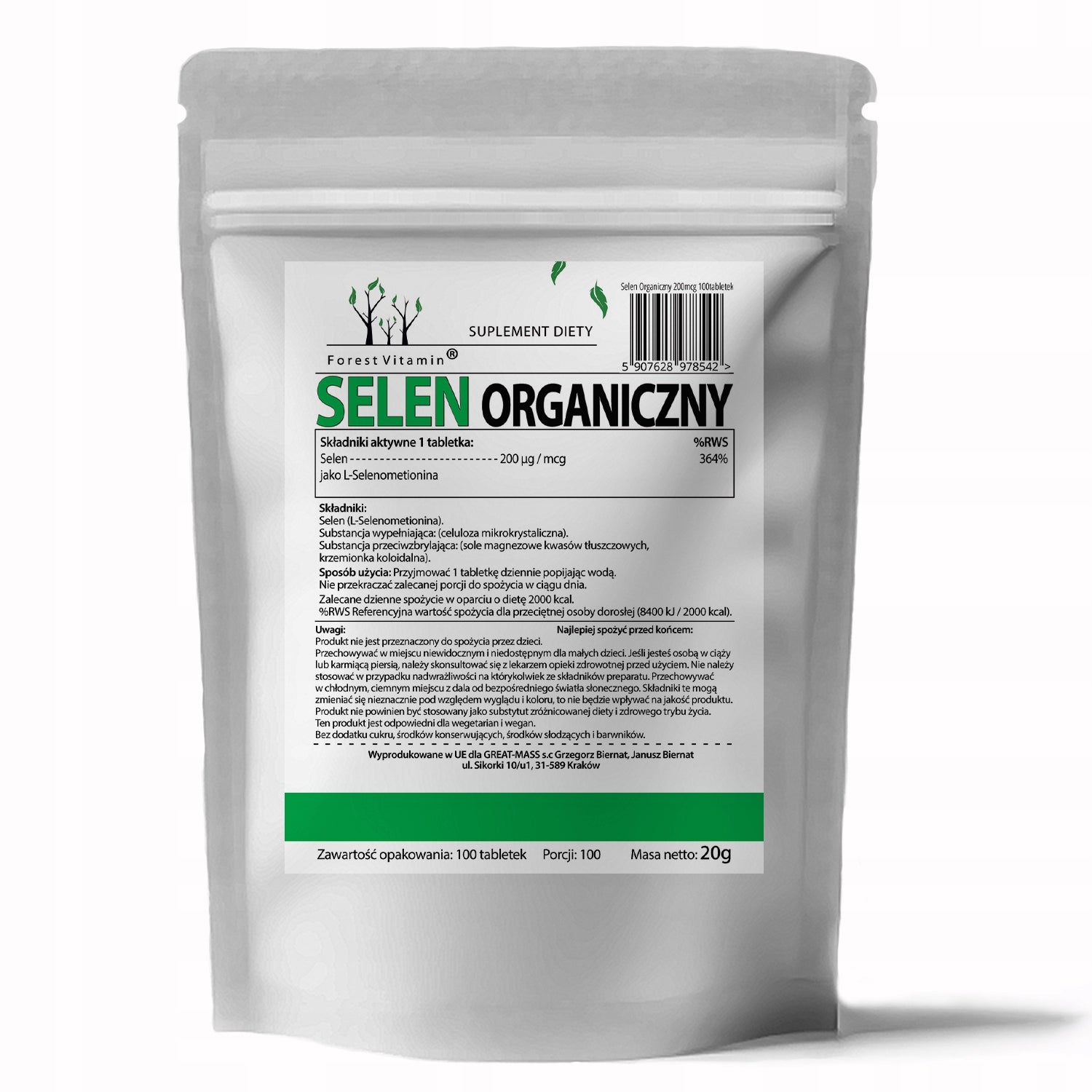 FOREST ORGANIC SELENIUM L- SELENOMETHIONINE 200mcg ANTIOXIDANT THYROID Brand Forest Vitamin