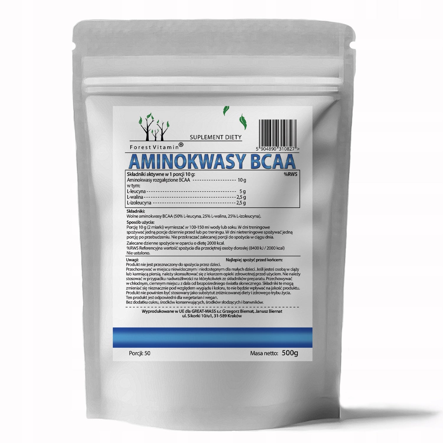 FOREST VITAMIN AMINO ACIDS BCAA INSTANT 2:1:1 500g STRONG REGENERATION AMINO Expiration date not specified