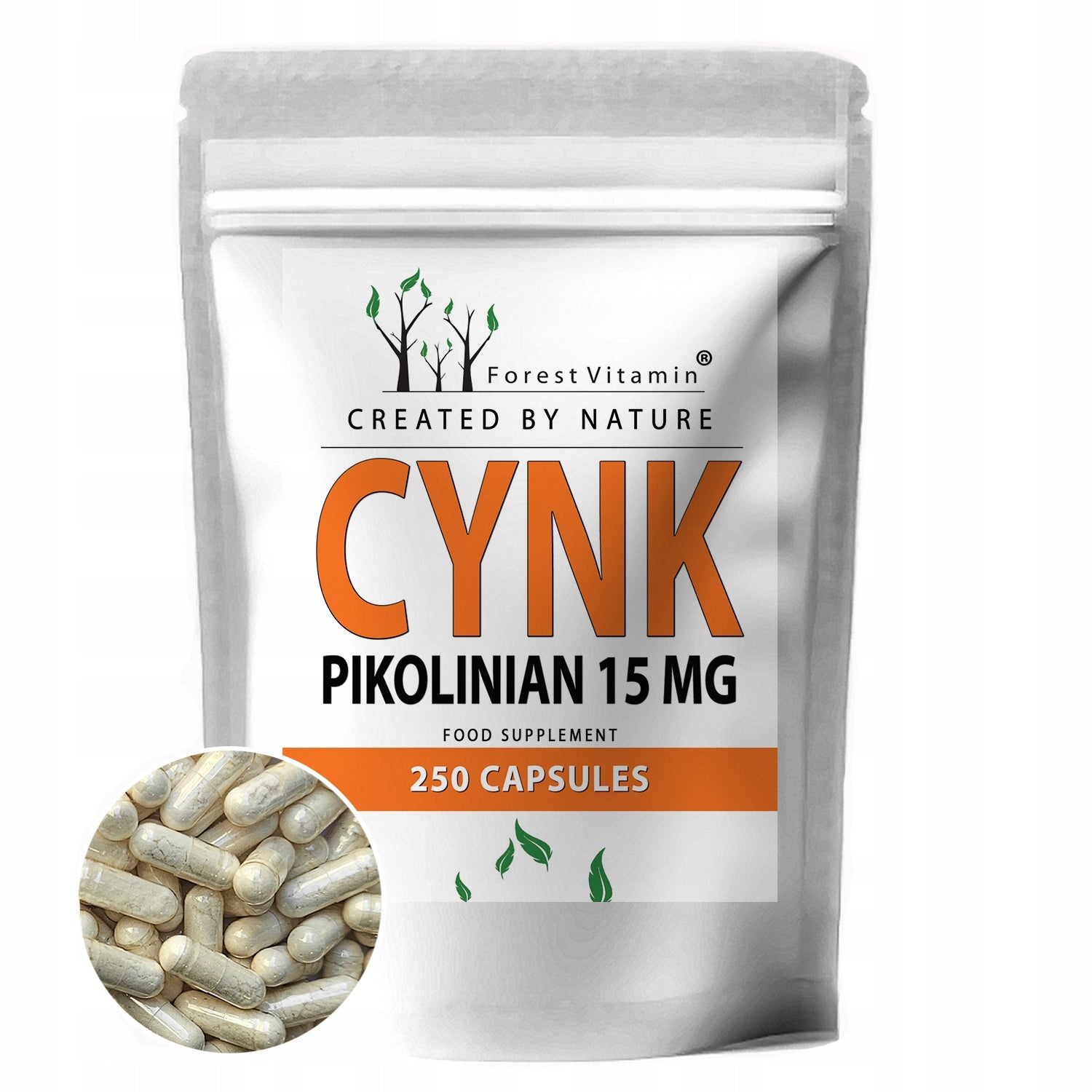 FOREST ZINC PICOLINATE 15mg DIGESTIBLE 250 KAPS SKIN ACNE BEAUTIFUL