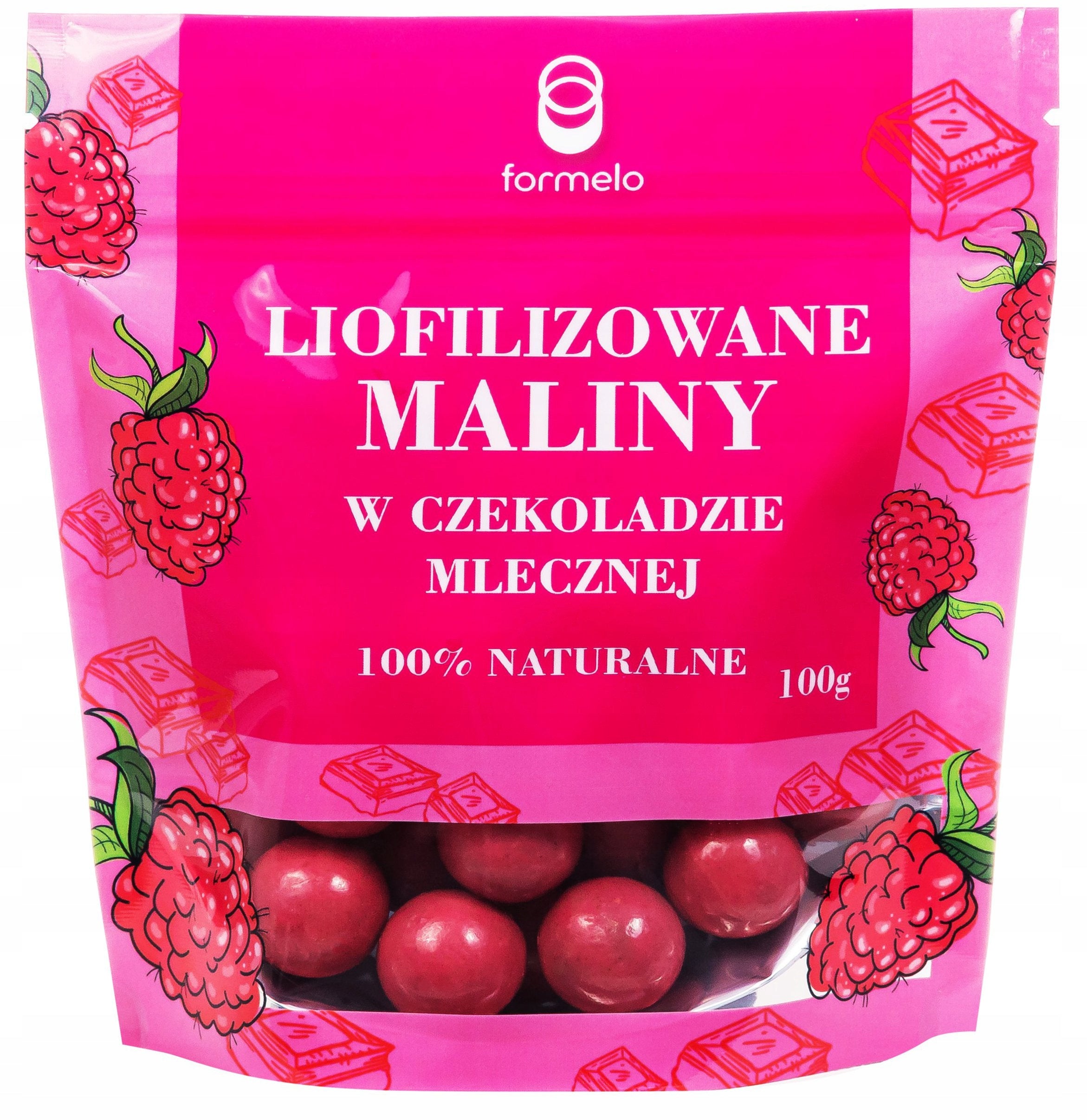 FORMELO FREEZE-DRIED RASPBERRIES IN MILK CHOCOLATE 100% NATURAL 100g