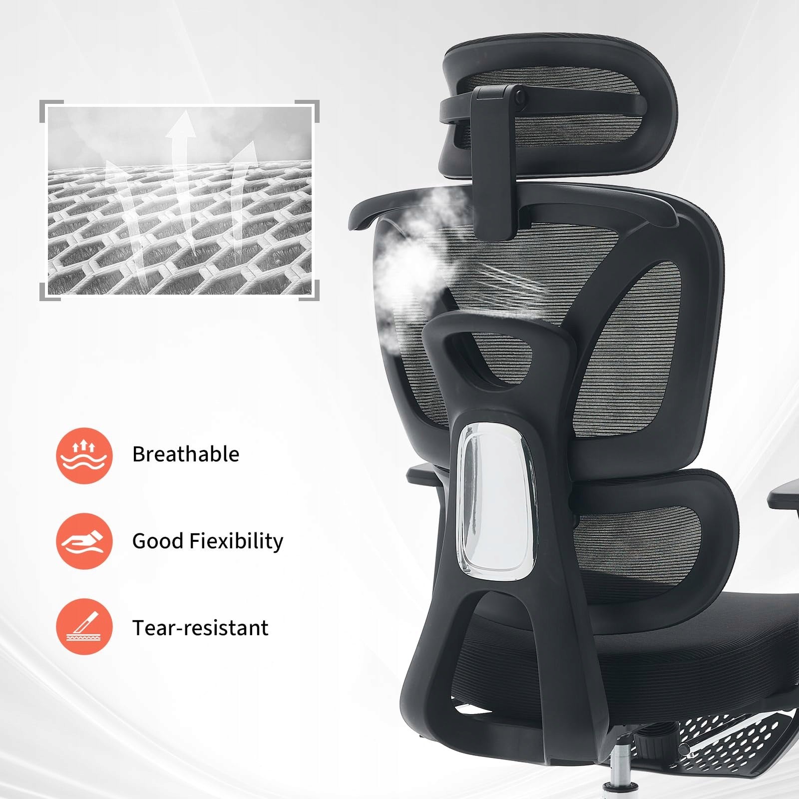 FOTEL BIUROWY OBROTOWY ERGONOMICZNY SIATKOWY PODNÓŻKIEM REGULOWANY ZAGŁÓWEK Manufacturer code jukyukf