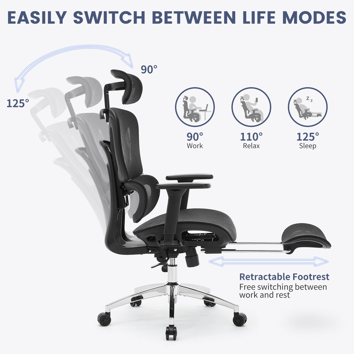 FOTEL BIUROWY OBROTOWY ERGONOMICZNY Z PODNÓŻKIEM ODDYCHAJĄCA SIATKA OPARCIE Manufacturer code vniufdhgt