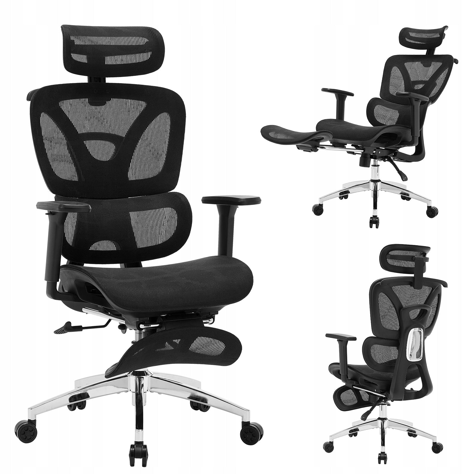 FOTEL BIUROWY OBROTOWY ERGONOMICZNY Z PODNÓŻKIEM ODDYCHAJĄCA SIATKA OPARCIE