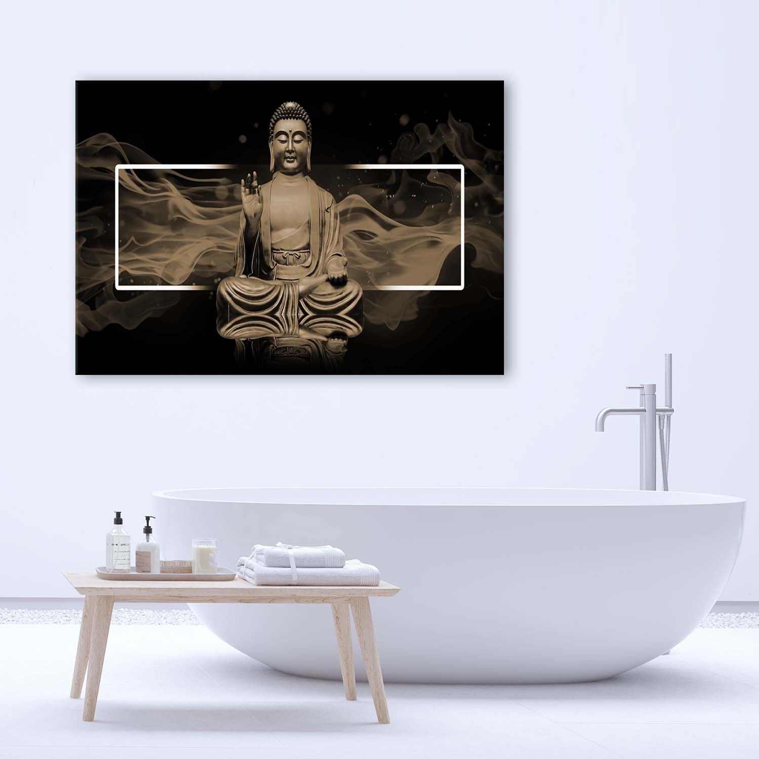 Gemälde Meditierende Buddhafigur - Beige 