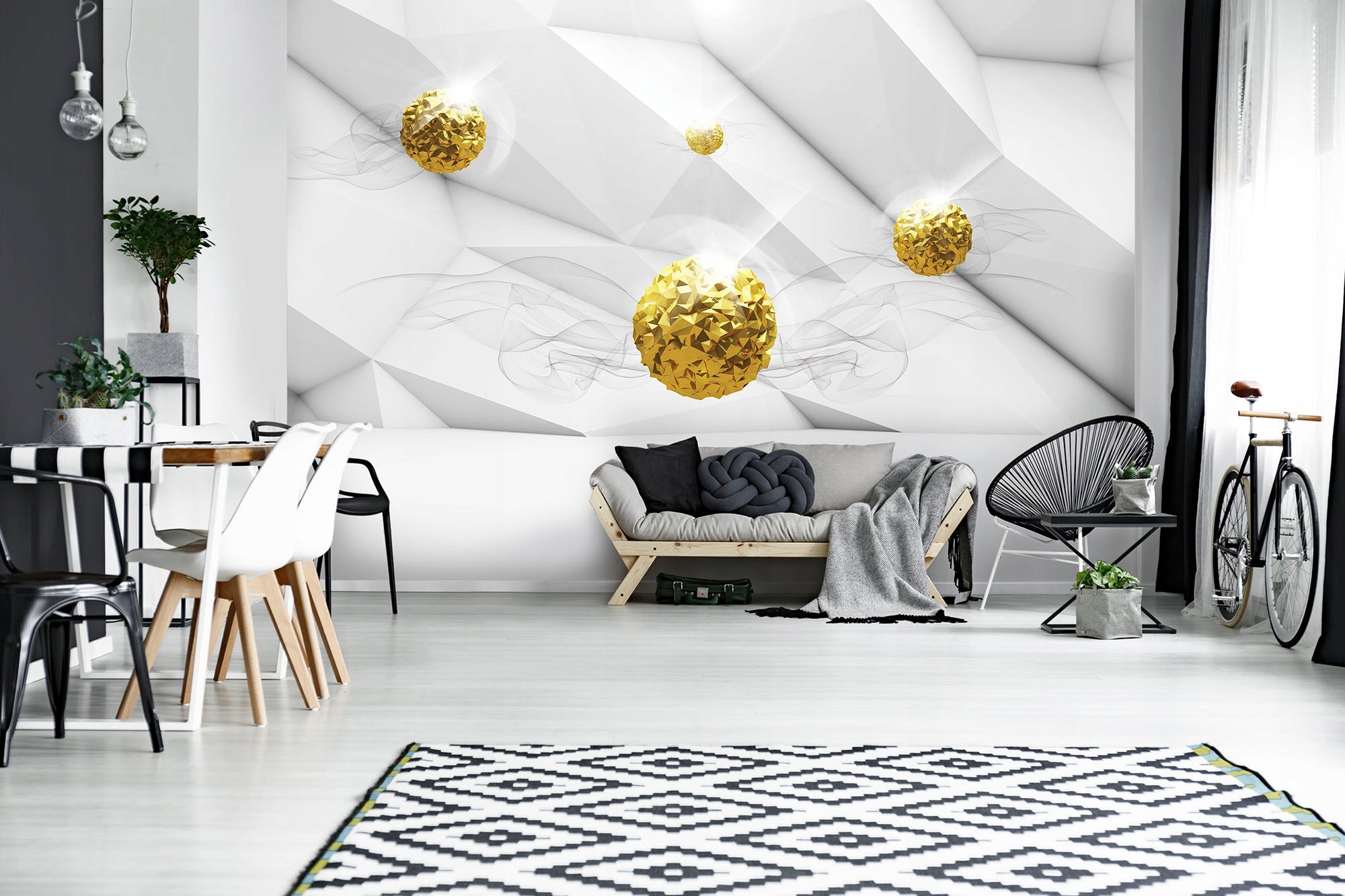 Fototapete 3D goldene Kugeln 368x254 