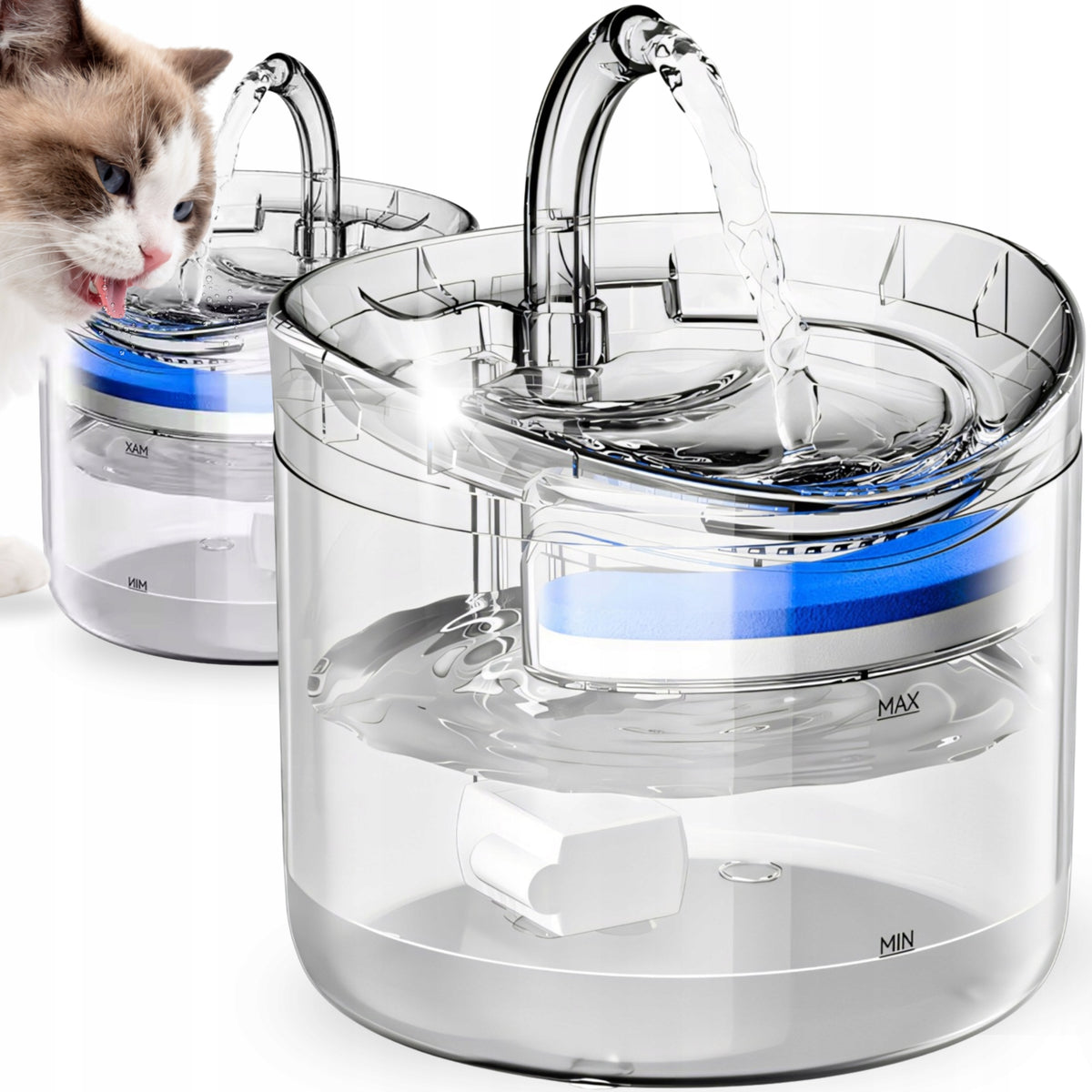 FOUNTAIN CAT DRINKER DOG QUIET DRINKER 2L WITH FILTER TRANSPARENT