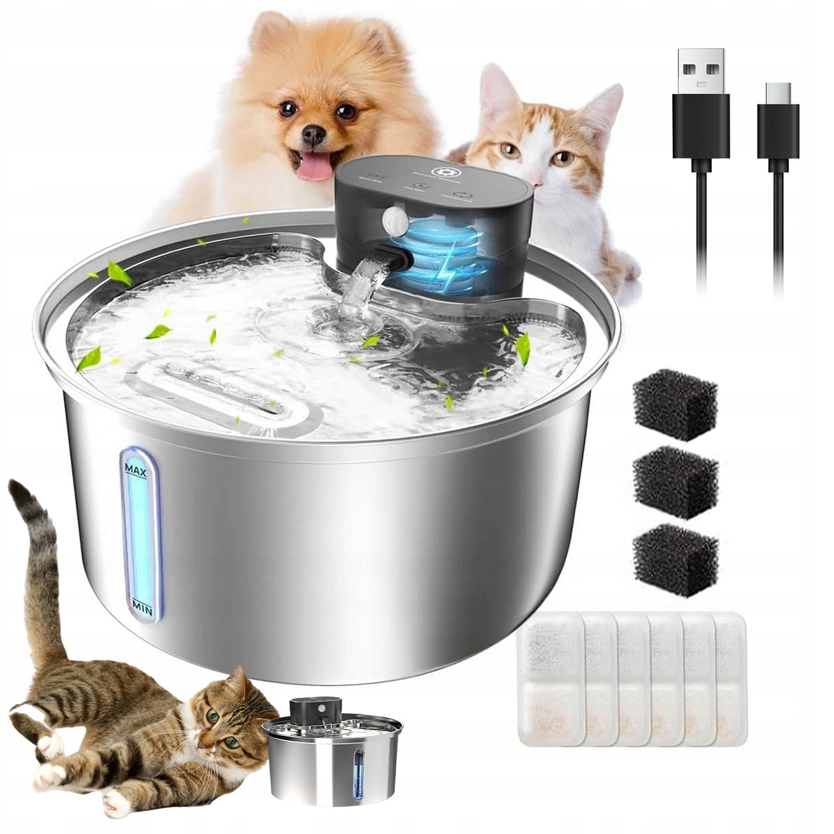 FOUNTAIN DOG CAT DRINKER 3.2L WIRELESS MOTION SENSOR FILTRATION