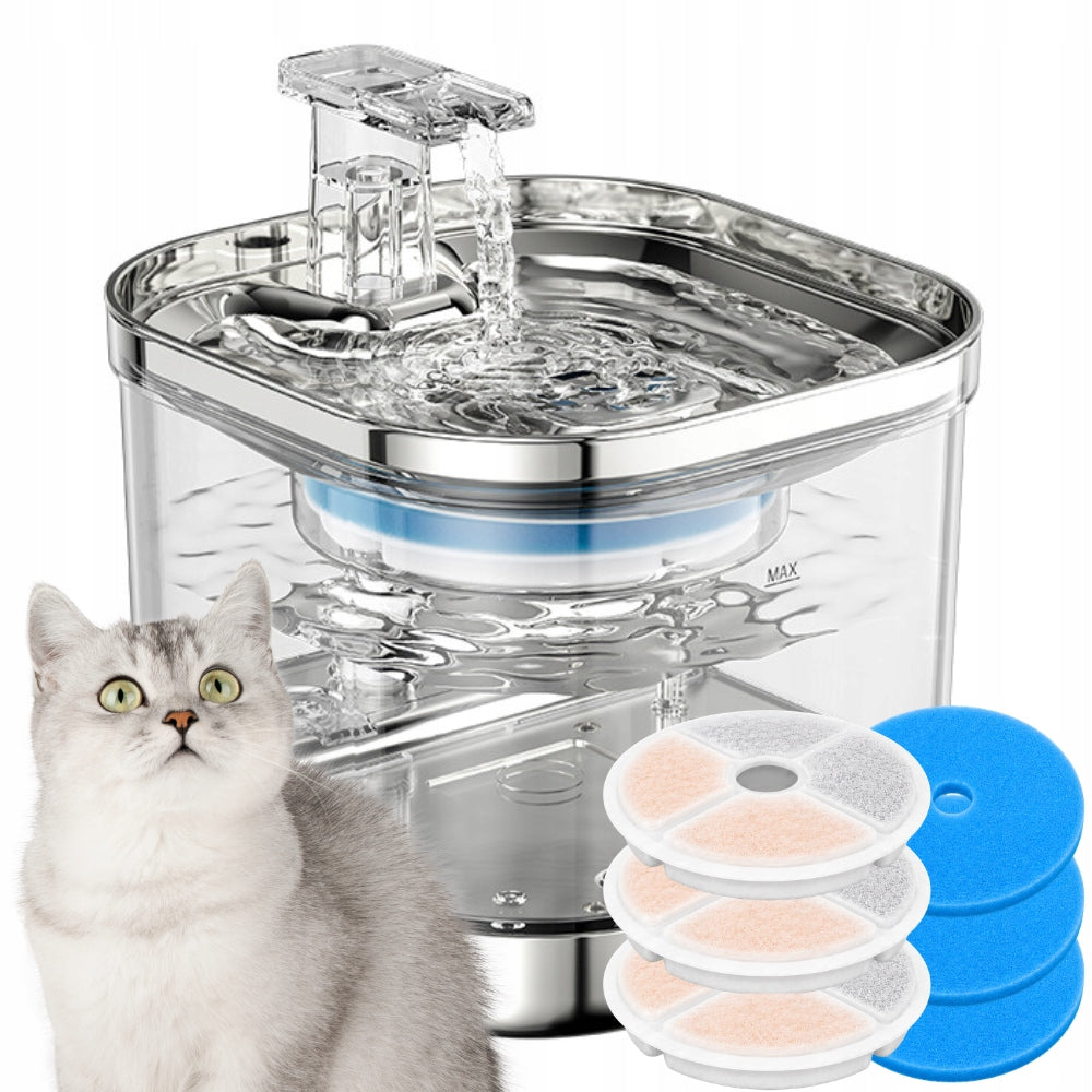 FOUNTAIN DRINKER automatic for cat dog wireless sensor steel 2 l