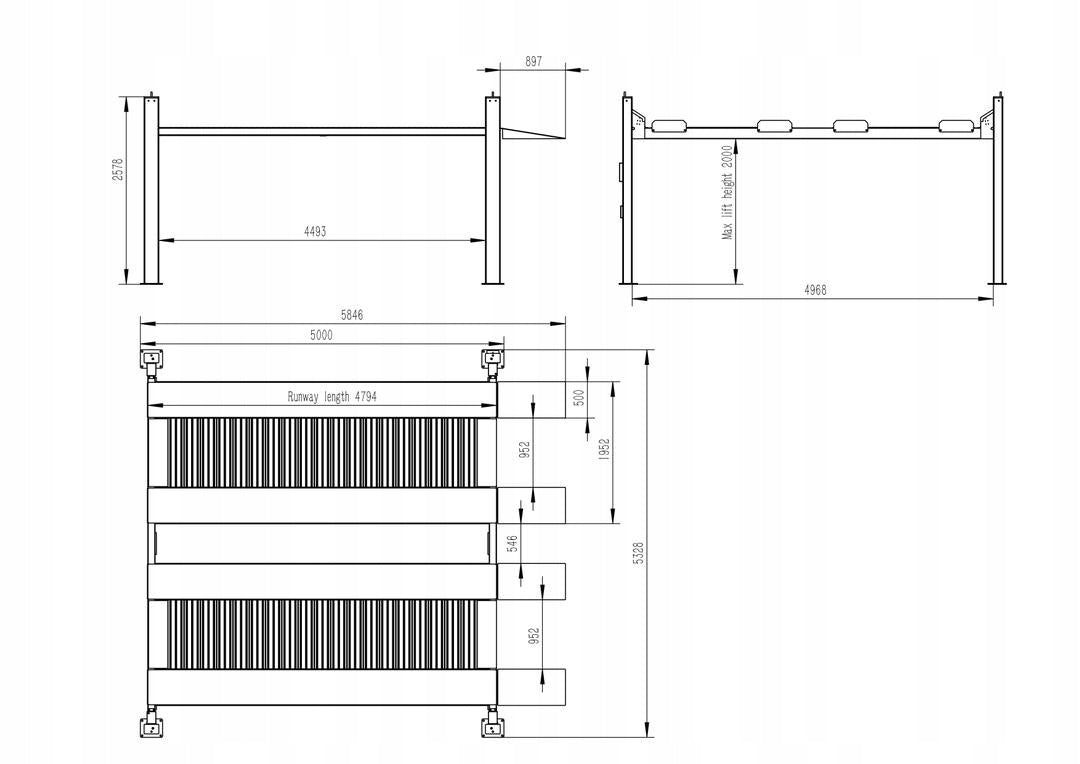 FOUR COLUMN LIFT 4 COLUMN DOUBLE PARKING 4,5T AUTOMATIC Power supply 230 V