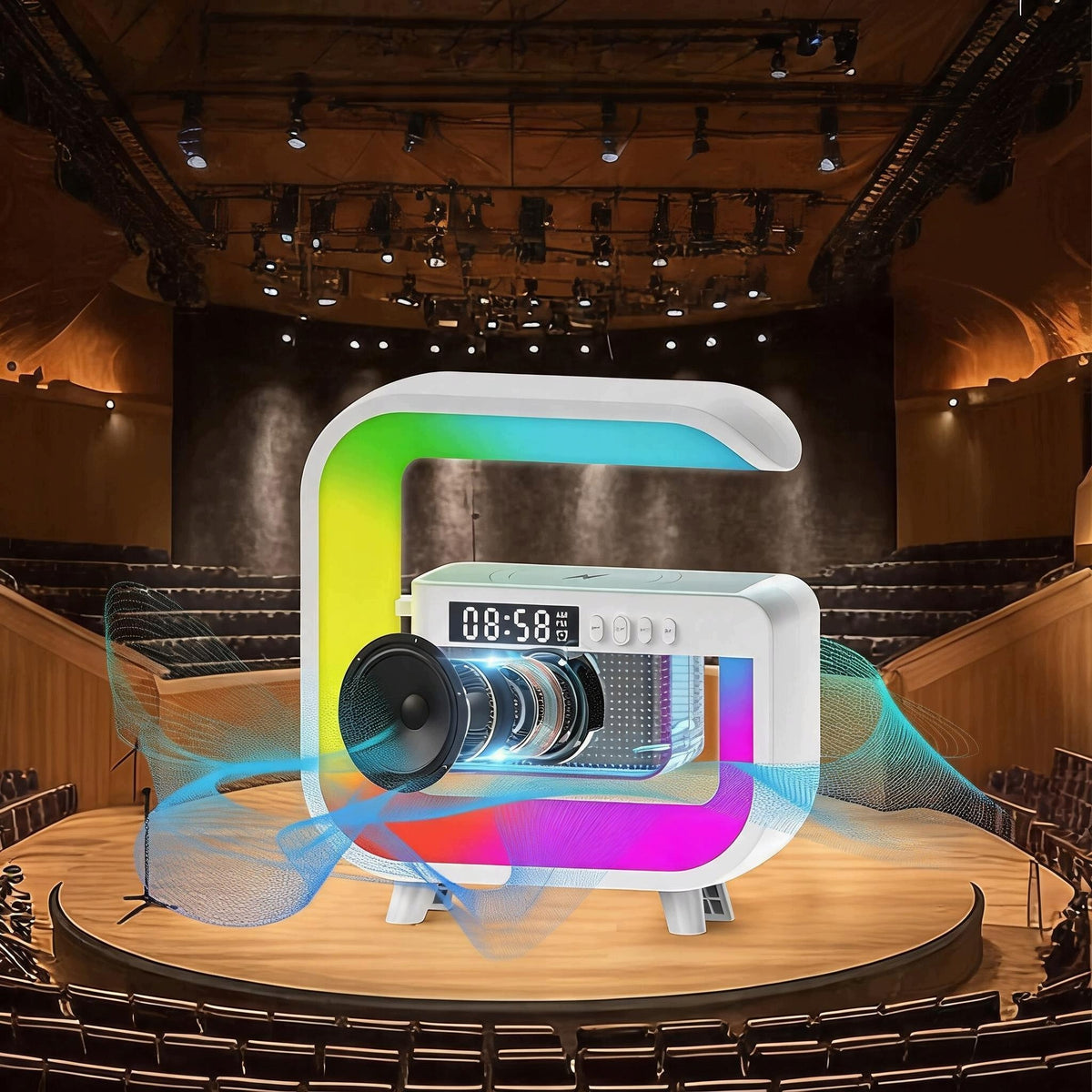 FOUR-FUNCTION BLUETOOTH SPEAKER WITH LED LAMP AND 15W QI CHARGER Brand no brand