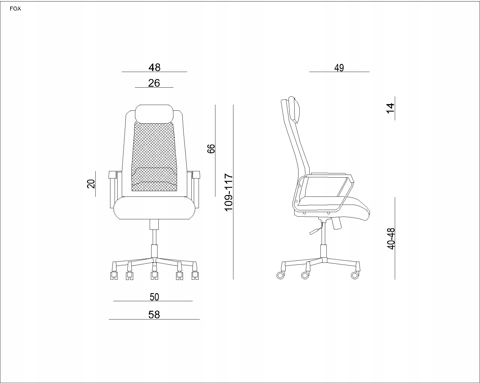 FOX Unique office swivel chair black, white base Manufacturer code FOX
