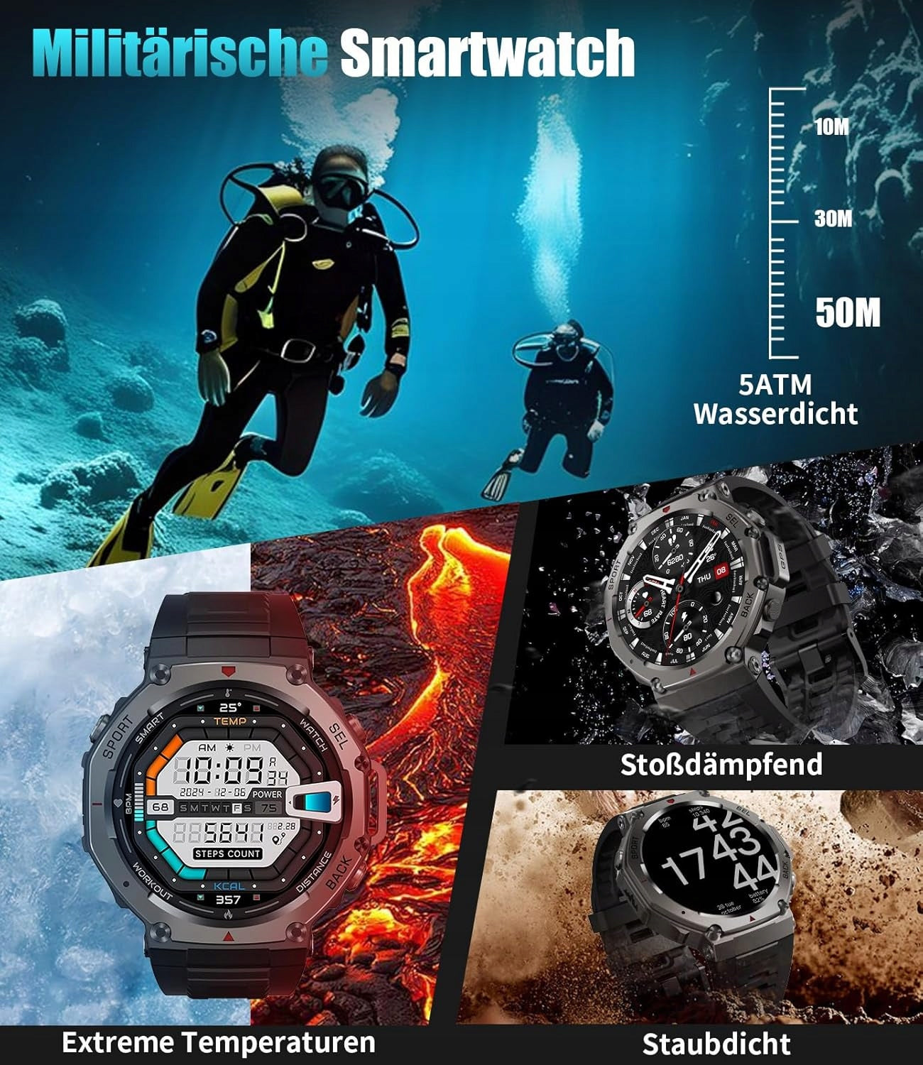 FOXBOX DM3 GPS Smartwatch Men's 2 Straps IP68 EAN (GTIN) 0727516129222