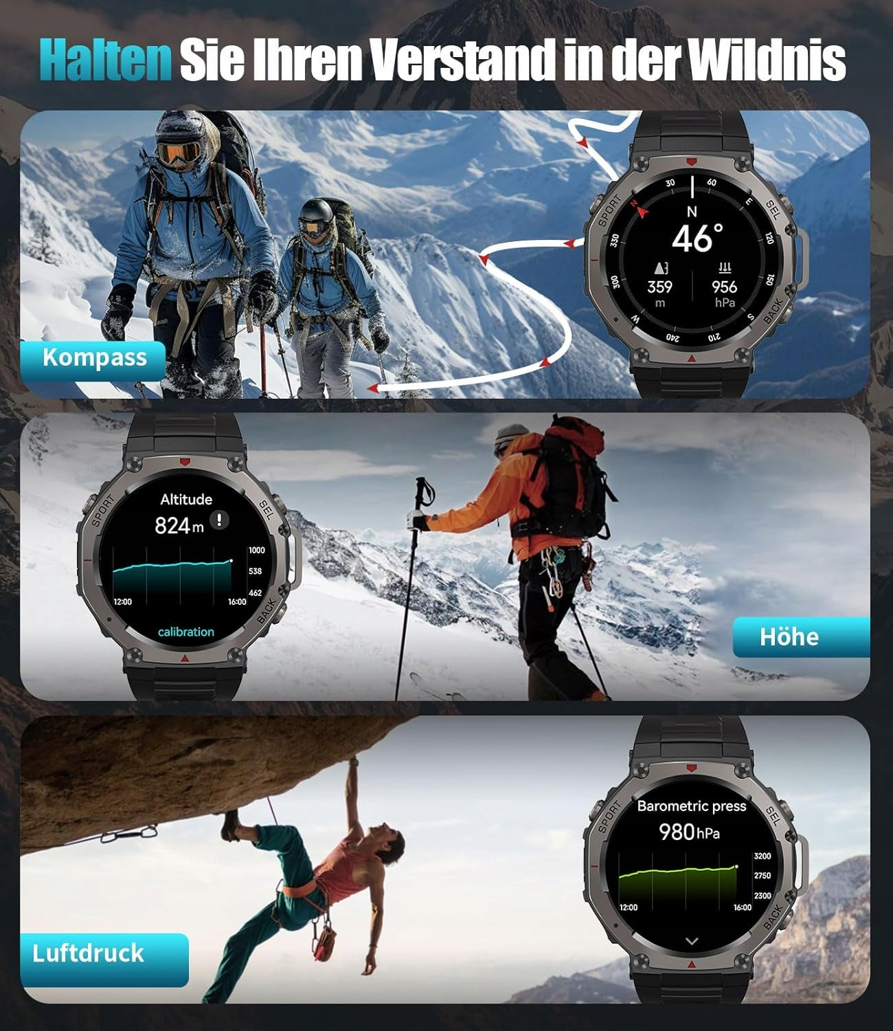FOXBOX DM3 GPS Smartwatch Men's 2 Straps IP68 Packaging status original