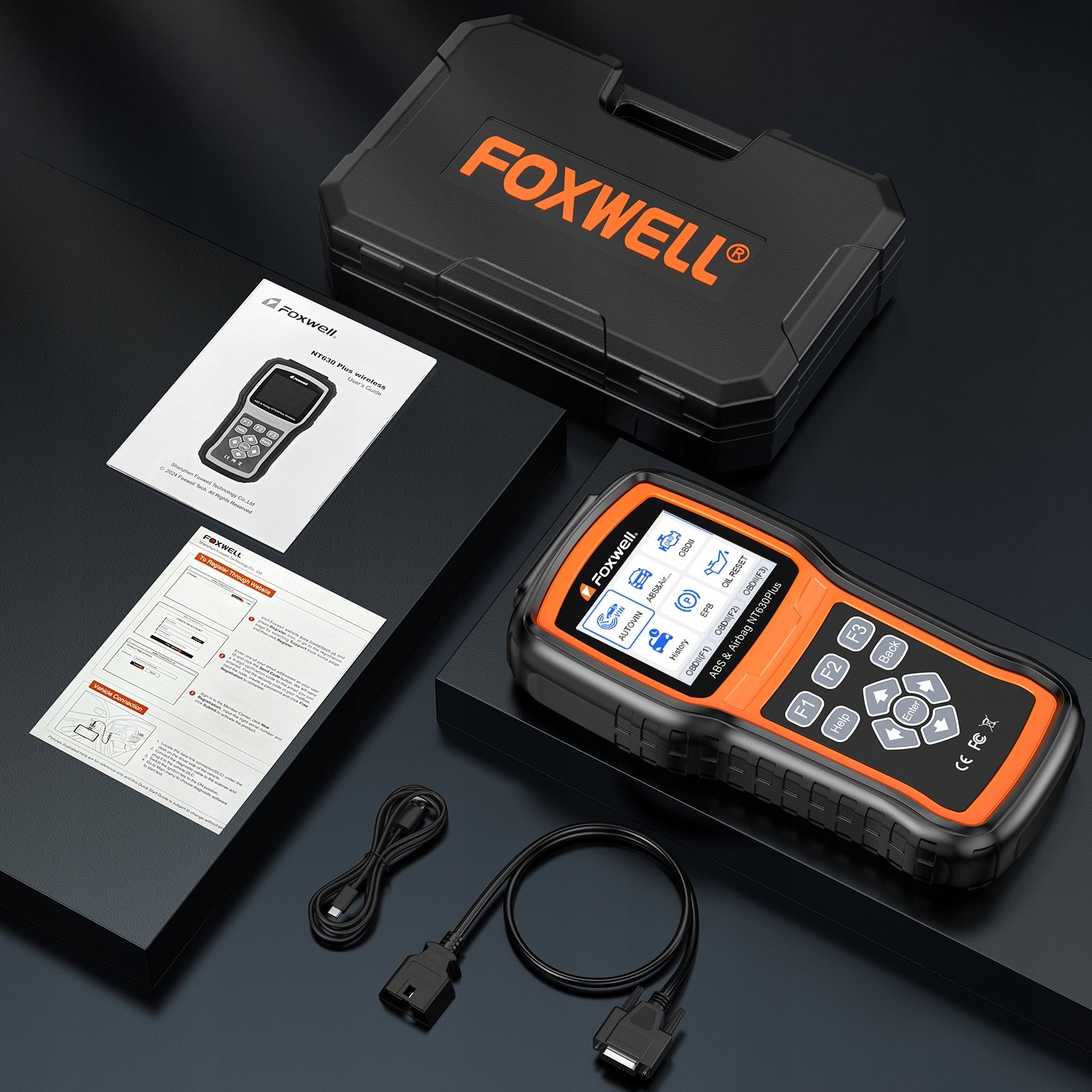 FOXWELL NT630 Plus OBD2 scanner with ABS and SRS SAS Oil Light Manufacturer code BC20076-1