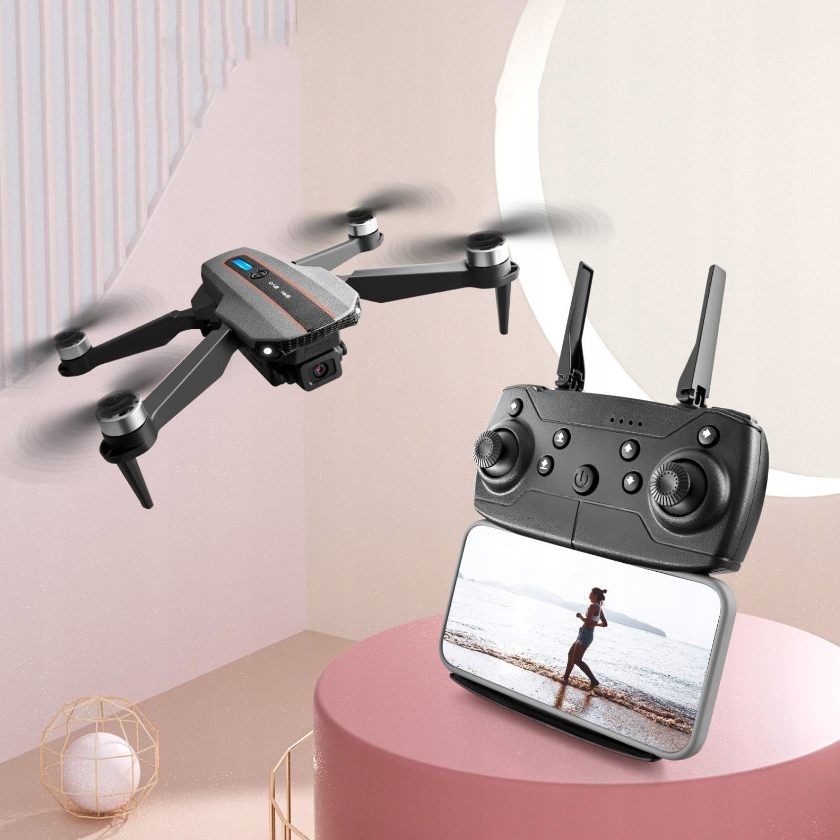 FPV HD 100m Folding Drone Camera 3 Batteries 1800mAh Model TYA0050STV1ZYR
