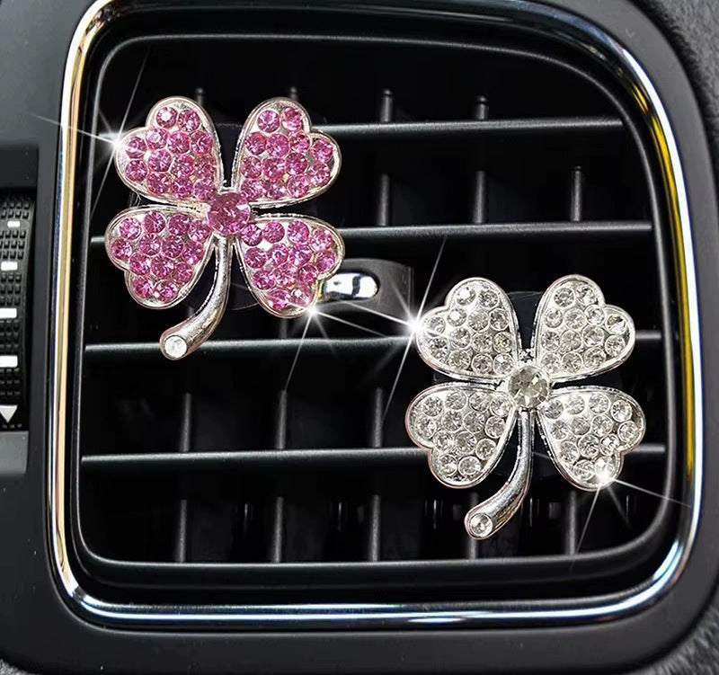 FRAGRANCE FOR CAR HAPPY SHINY CLOVER PINK RHINESTONES GIFT Kind to the air vent