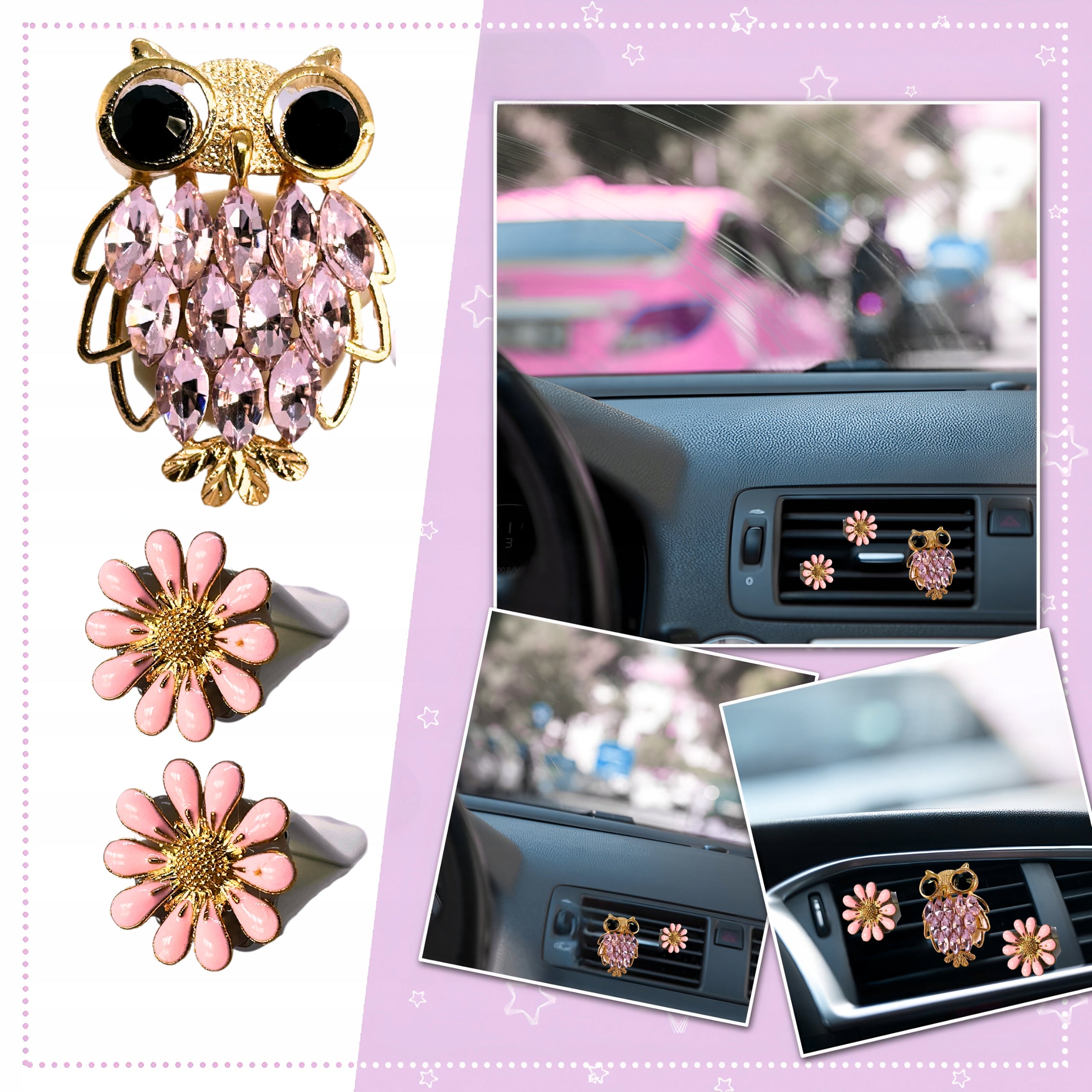 FRAGRANCE FOR CAR ORNAMENT SET + FRAGRANCE OIL OWL DIFFUSER FOR CAR Packaging status original