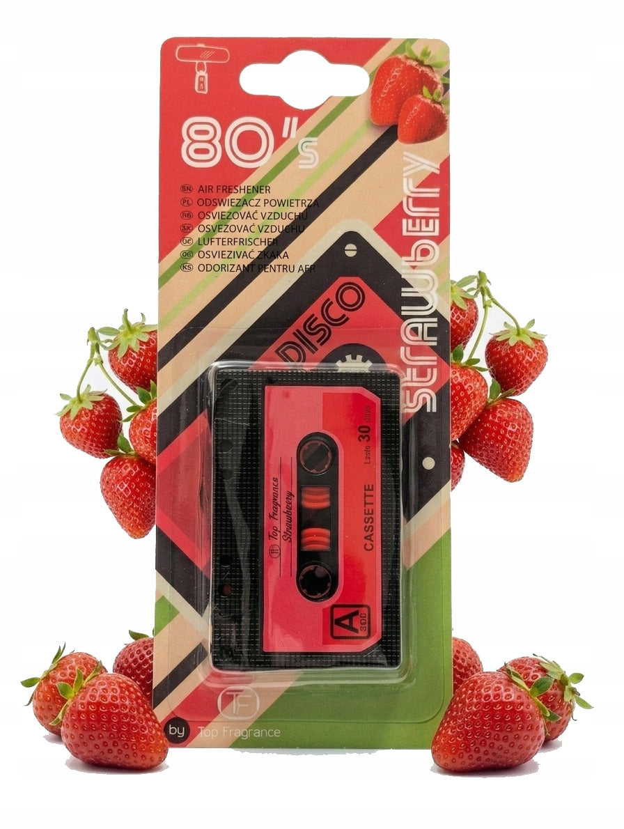 FRAGRANCE FOR CAR STRAWBERRY CASSETTE RETRO STYLE SUPER LOOK 30 DAYS GIFT