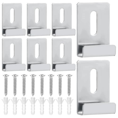 FRAMELESS MIRROR CLIPS SET OF 8 STAINLESS STEEL WALL MOUNT Brand no brand