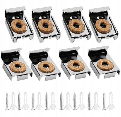 FRAMELESS WALL MIRROR HOOKS STAINLESS STEEL SET OF 8 Brand no brand