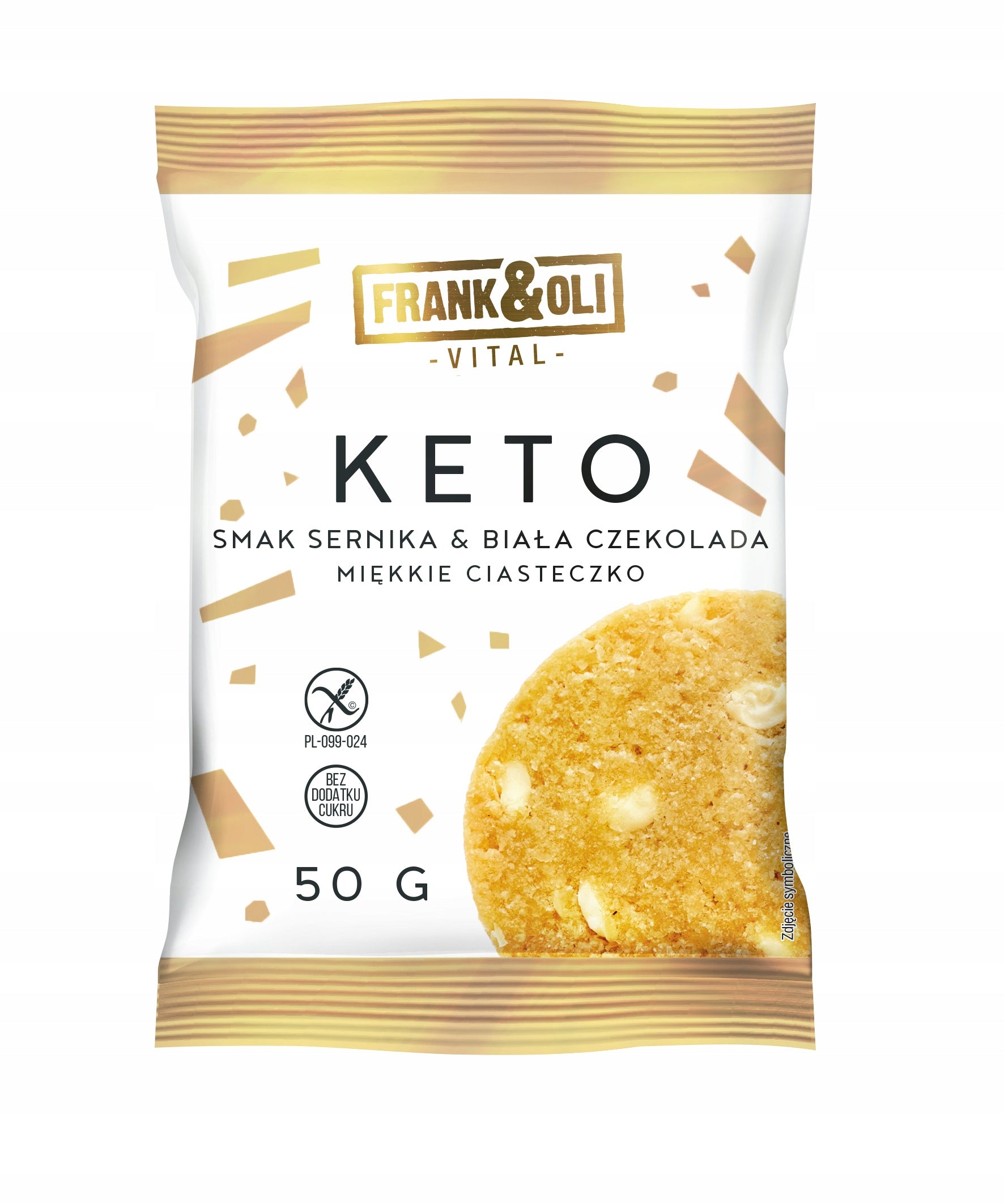 FRANK&OLI Biscuit Soft Keto CHEESECAKE WHITE CHOCOLATE Without Sugar 50g Manufacturer code FRANK&OLI CIASTKO WEGAŃSKIE